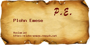 Plohn Emese névjegykártya